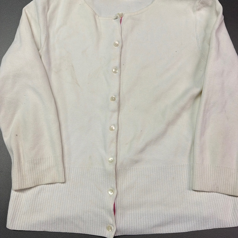 Ann Taylor Loft Petites Cream White Button Front Cardigan Sweater Size MP career